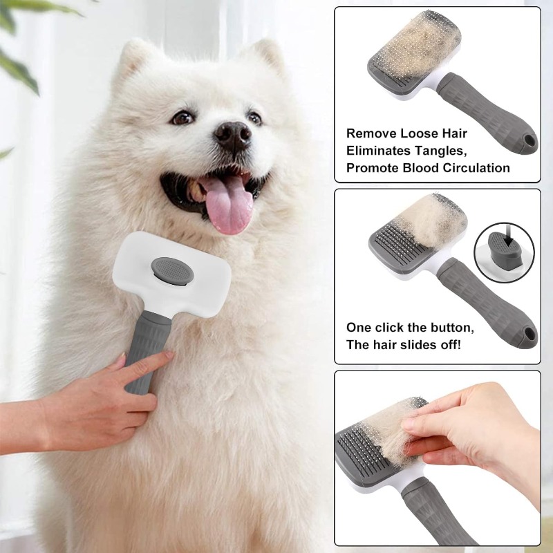 Slicker Brush Self Cleaning Pet Grooming - Spazzola autopulente per la rimozione dei