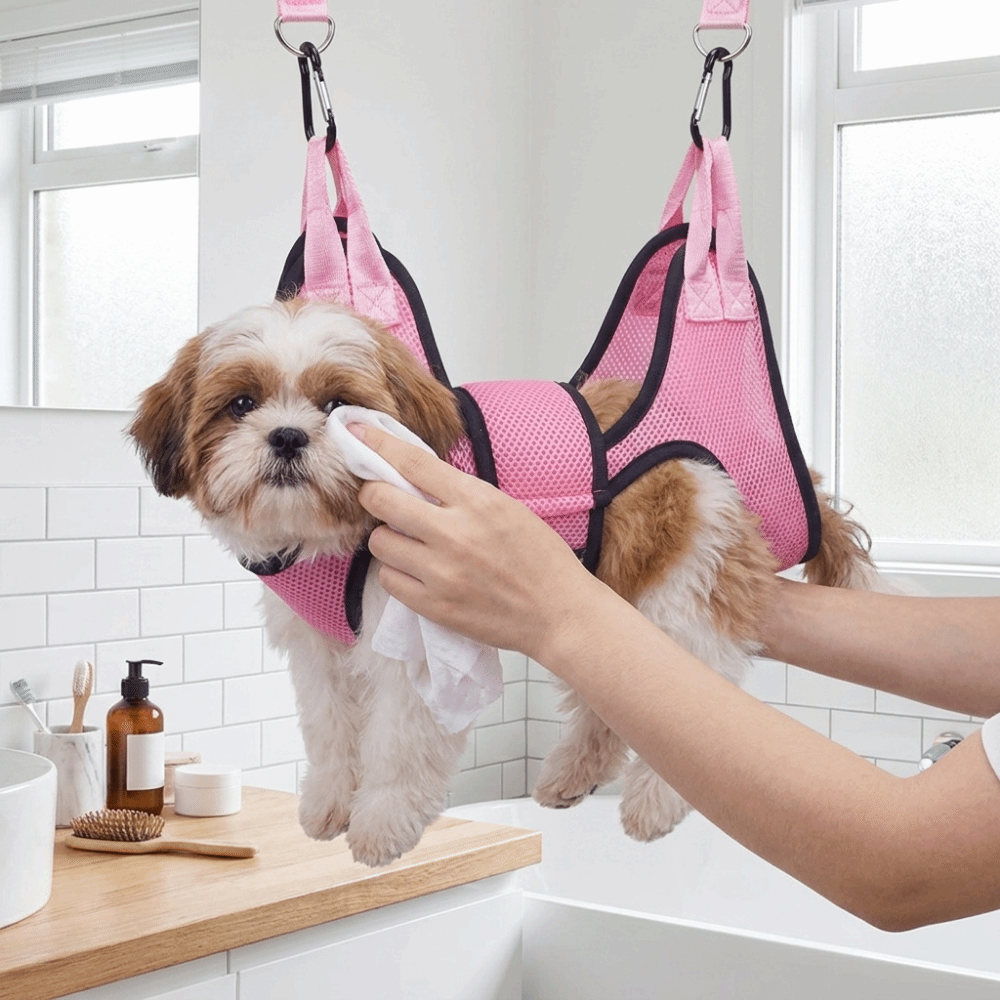 Pet Grooming Hammock Sling Restraint - Amaca regolabile in rete per toelettatura