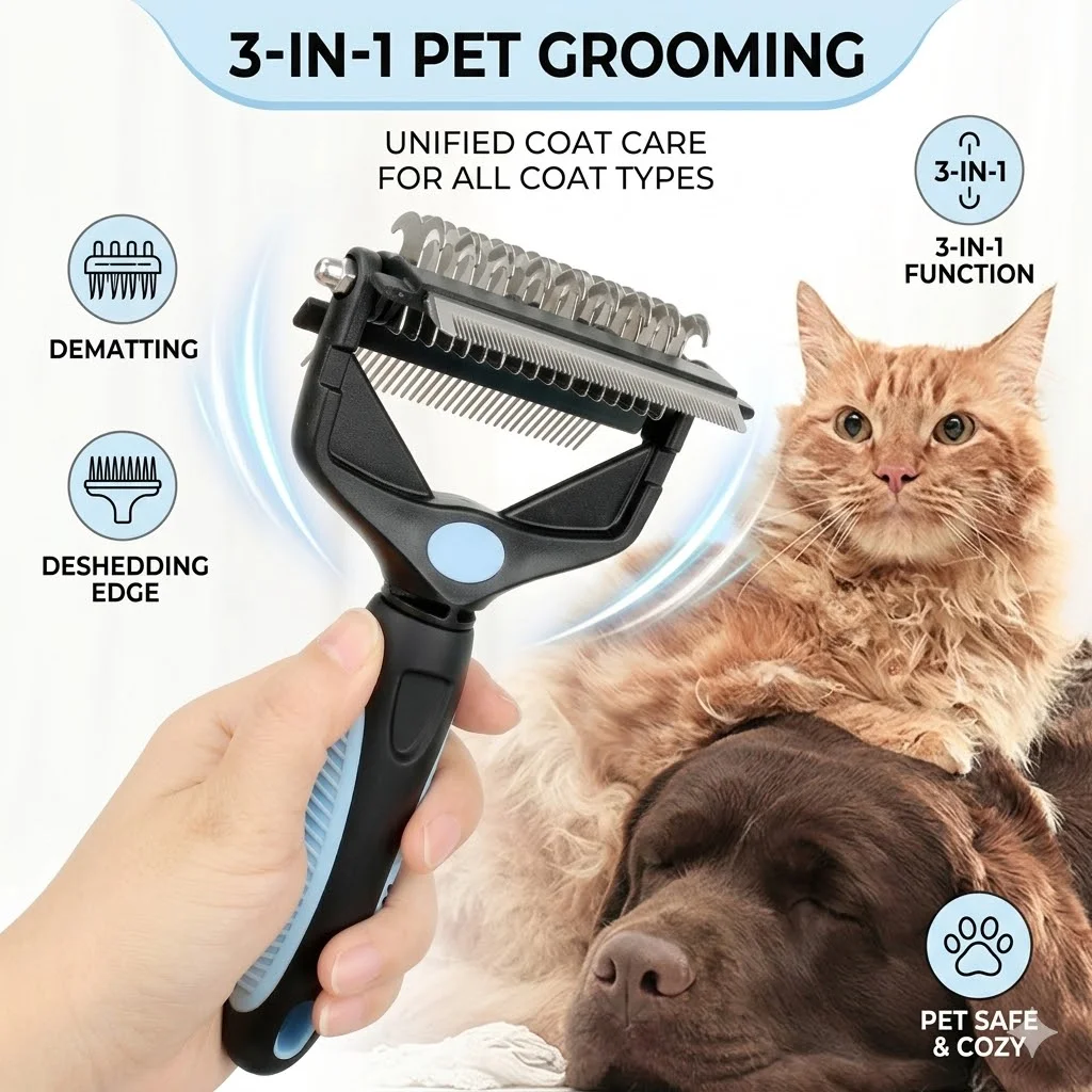 Spazzola 3 in 1 per la Rimozio - Undercoat Rake Dematting Tool Dog Shedding recensione e prezzo
