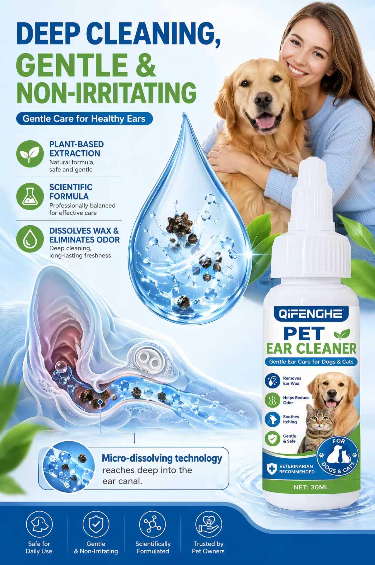 Gocce per la Pulizia delle Ore - Dog Ear Cleaner Solution Drops Wash recensione e prezzo