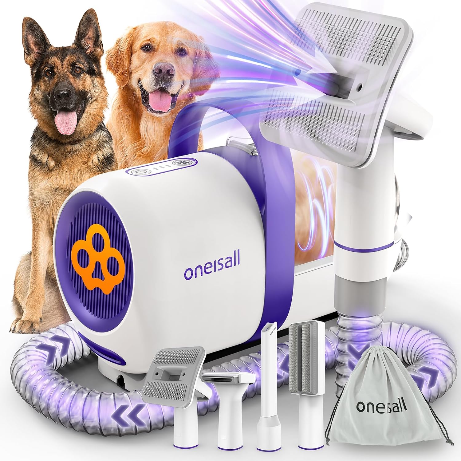 oneisall Kit Spazzola Aspirant - Pet Grooming Vacuum Suction Kit 5 In 1 recensione e prezzo